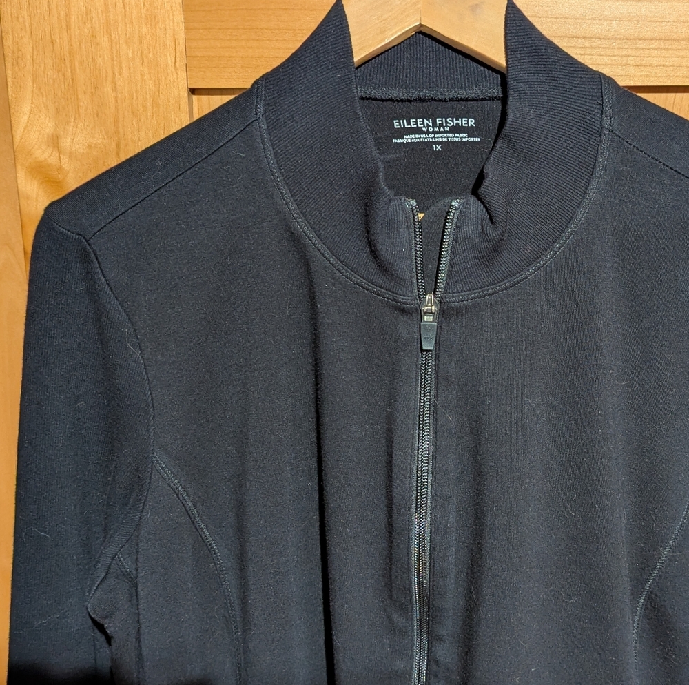 Eileen Fisher Woman Full Zip Sweater/Jacket Made In USA Black Sz 1X - Picture 4 of 7
